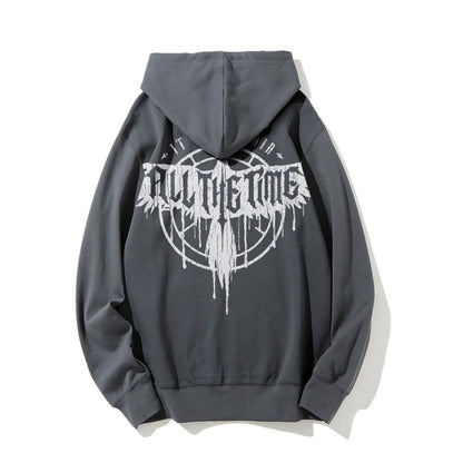 It Can't Rain All The Time Nerd Printed Back Cotton Hoodie