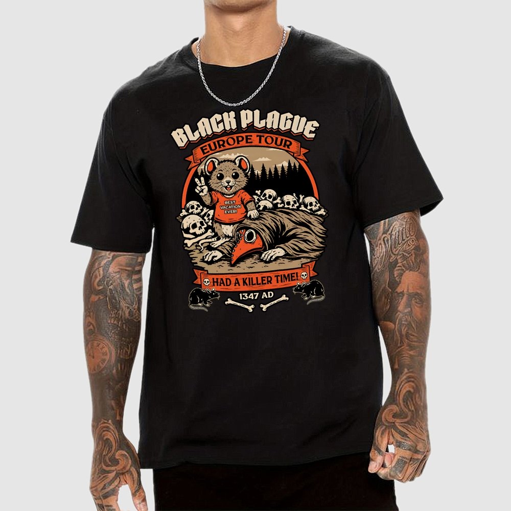Black Plague Vacation Rat Geek T-Shirt