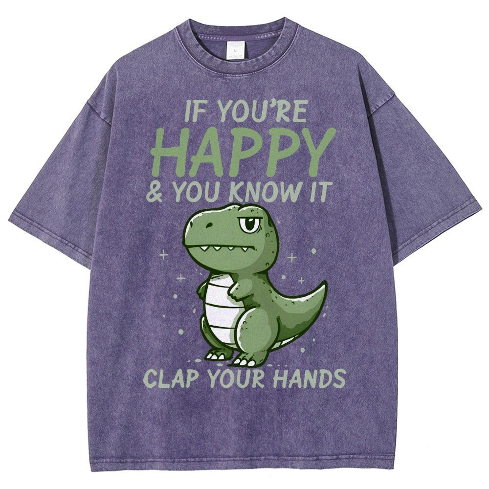 If you are happy clap your... Vintage Distressed T-shirt