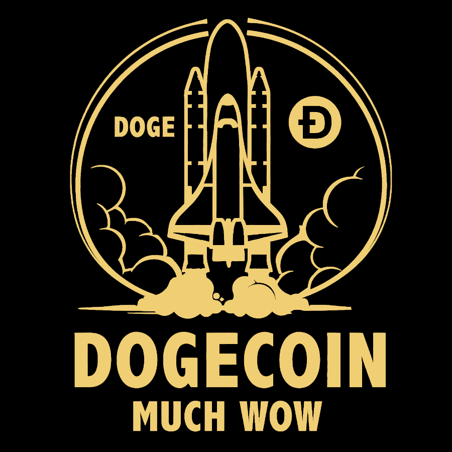Dogecoin Rocket Ship Much Wow Meme Joke Funny Crypto Currency Elon Musk DOGE Geek T-Shirt