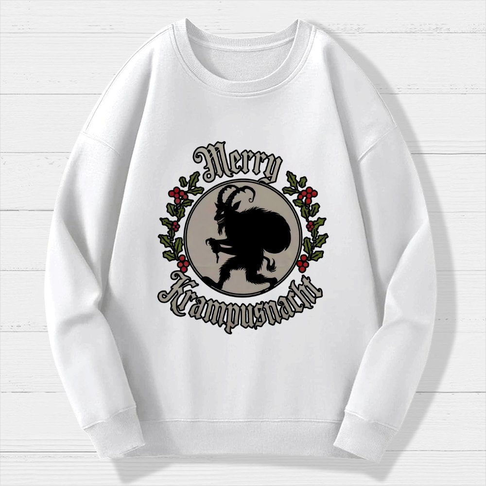 Merry Christmas  Krampus Night Geek Cotton Sweatshirt