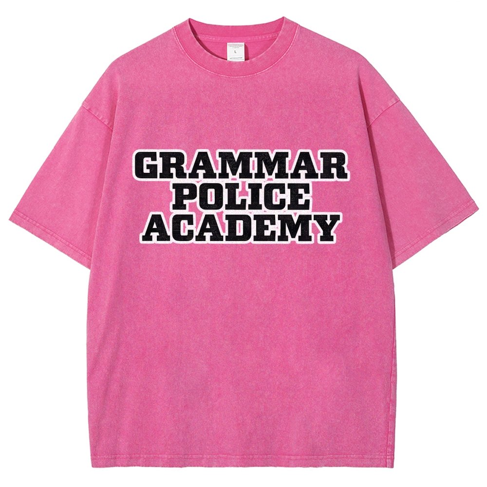 Grammar Police Academy Vintage Distressed T-shirt