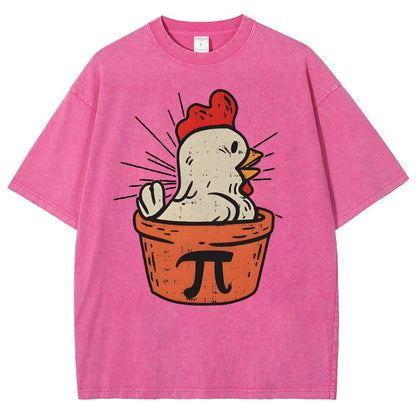 Funny Chicken Pot Pi Vintage Distressed T-shirt