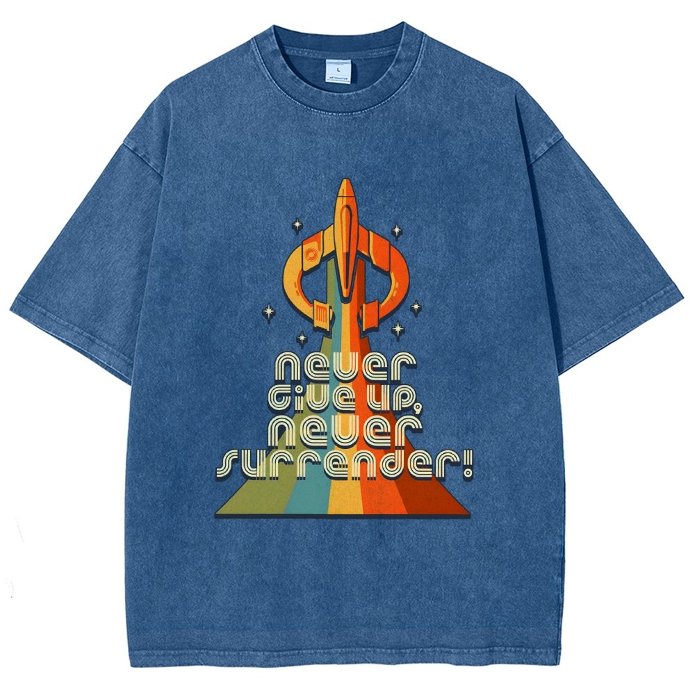 Retro Quest Never give up, never surrender! Vintage Distressed T-shirt