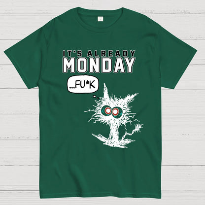 It's Already Monday Funny Cat Geek T-Shirt