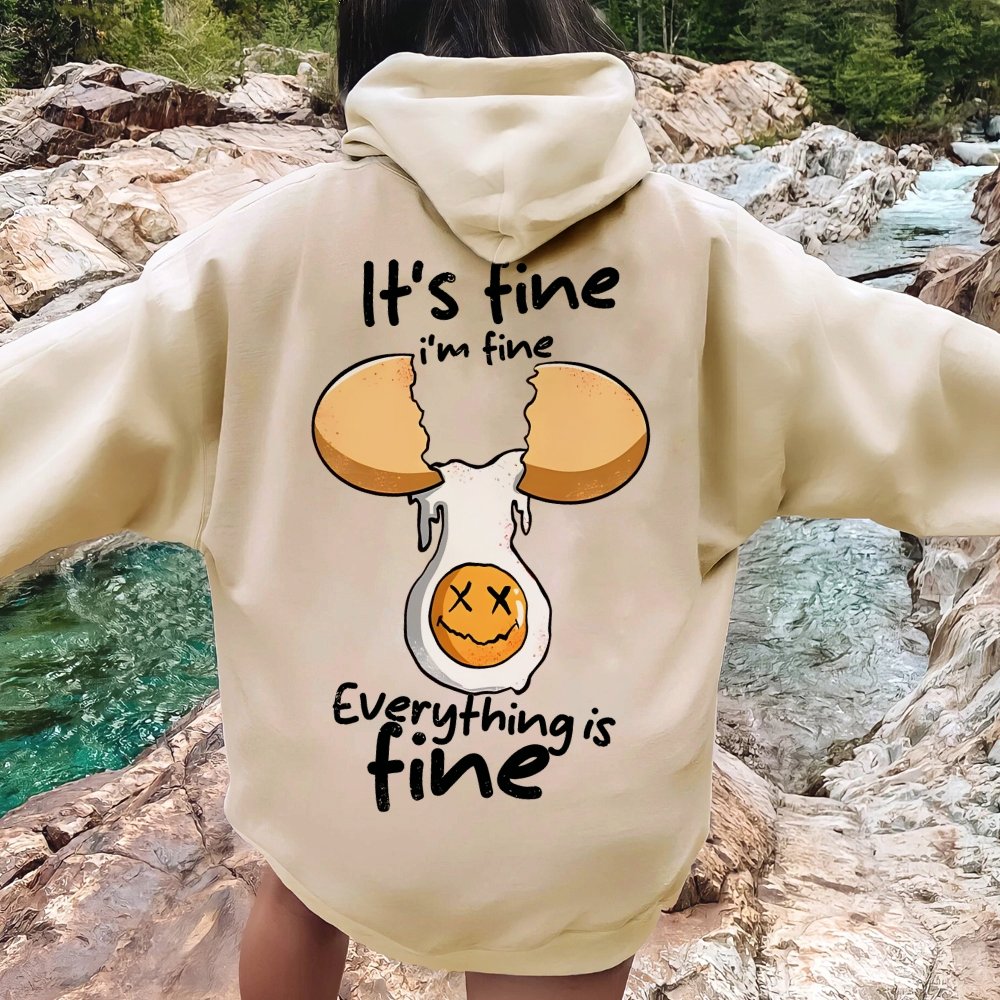 Everything is fine Printed Back Unisex Cotton Hoodie