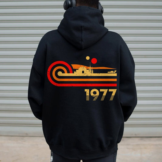 Retro Vintage Desert Planet Printed Back Unisex Cotton Hoodie