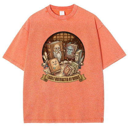 Easily Distracted By Books Vintage Distressed T-shirt
