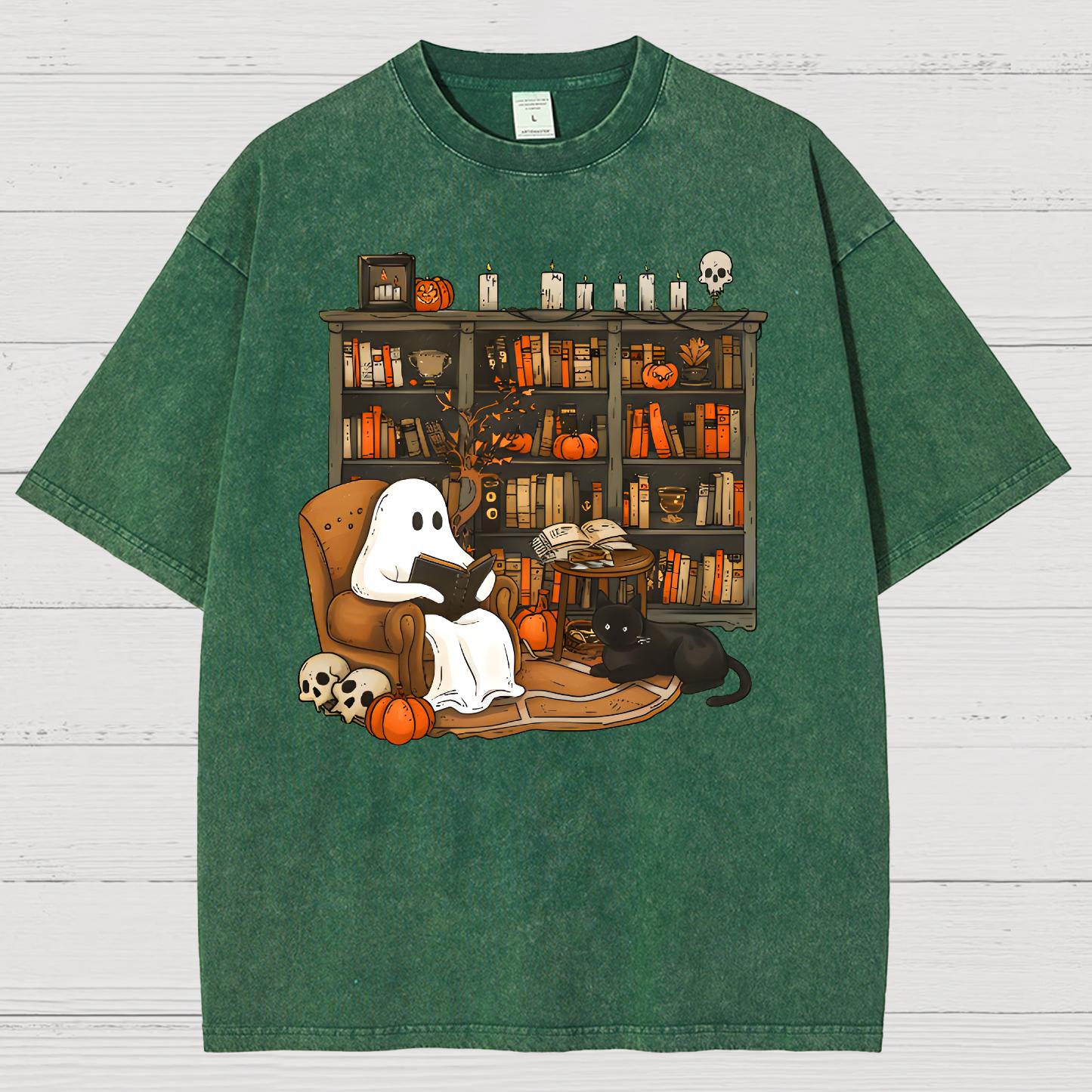 Retro Ghost Reading Books Sweatshirt Vintage Distressed T-shirt
