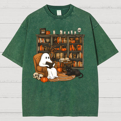 Retro Ghost Reading Books Sweatshirt Vintage Distressed T-shirt