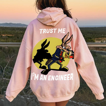 Trust Me I'm An Engineer Printed Back Cotton Hoodie
