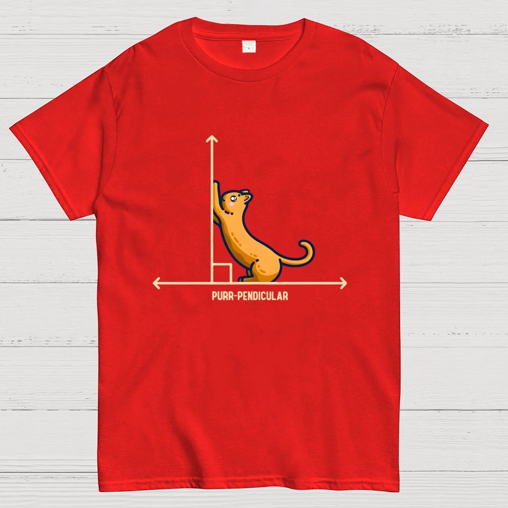 Purr-Pendicular Cute Maths Cat Premium Geek T-Shirt