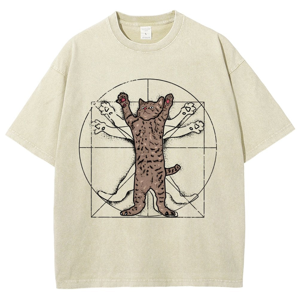 vitruvian cat Vintage Distressed T-shirt