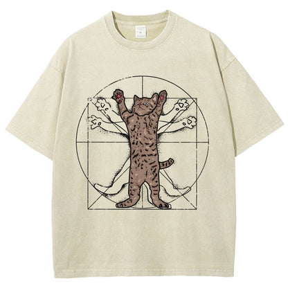 vitruvian cat Vintage Distressed T-shirt