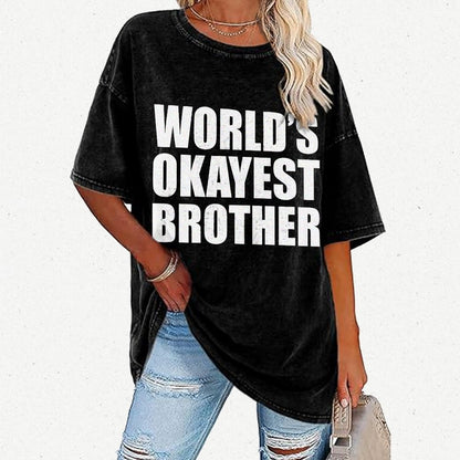 World's Okayest Brother Vintage Distressed T-shirt