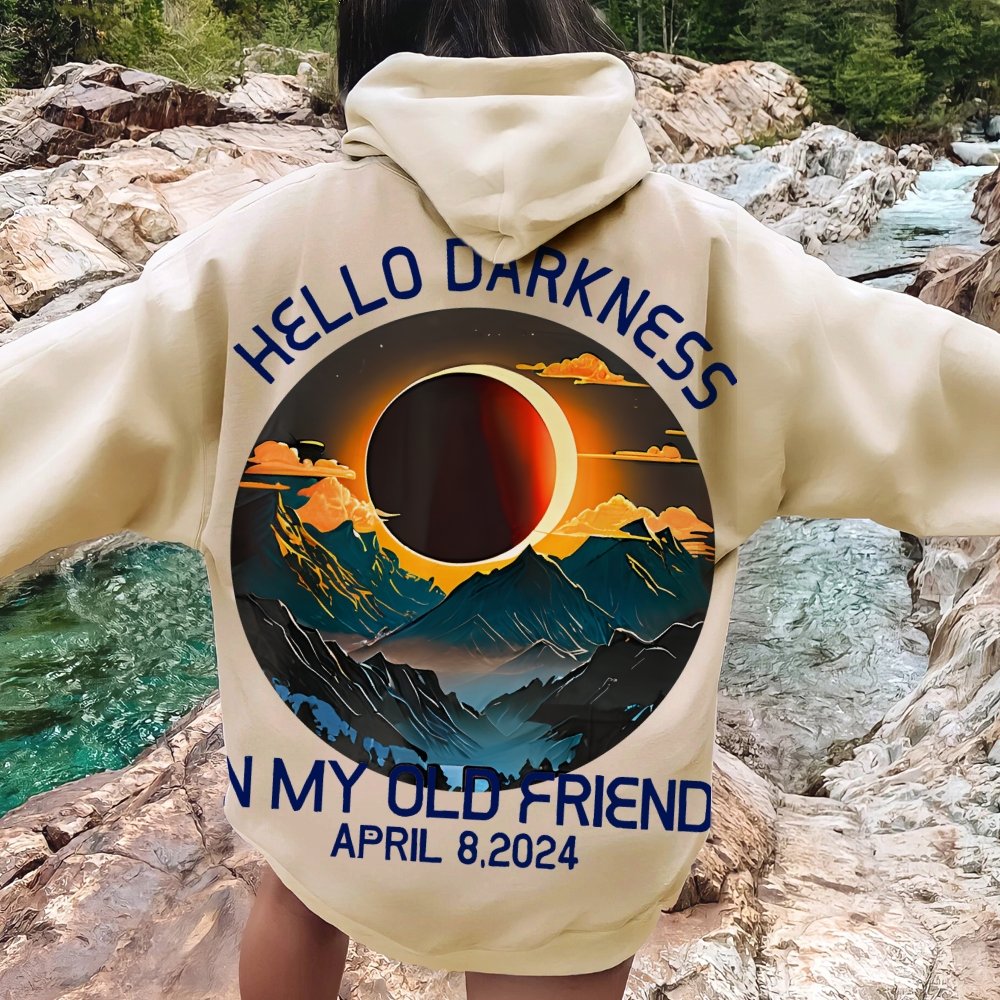 Hello Darkness My Old Friend Nerdy Graphic Geek Printed Back Cotton Hoodie