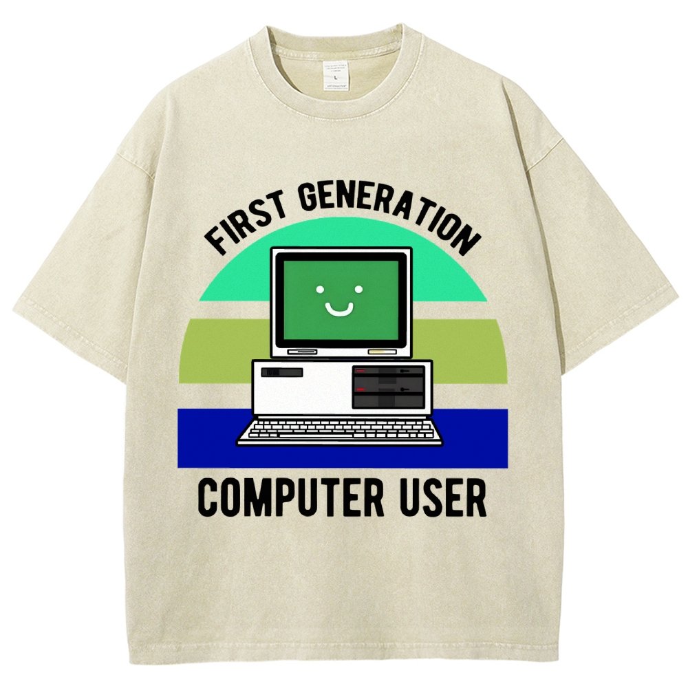 First Generation Computer User Vintage Distressed T-shirt