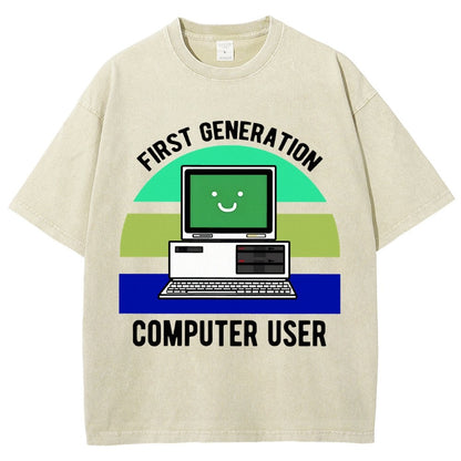 First Generation Computer User Vintage Distressed T-shirt