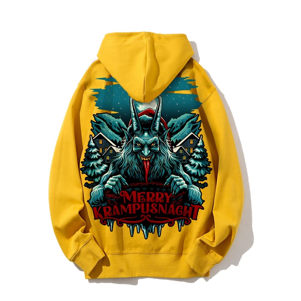 Merry Krampusnacht Christmas Geek Printed Back Cotton Hoodie