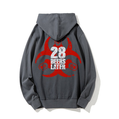 28 beers later Printed Back Unisex Cotton Hoodie