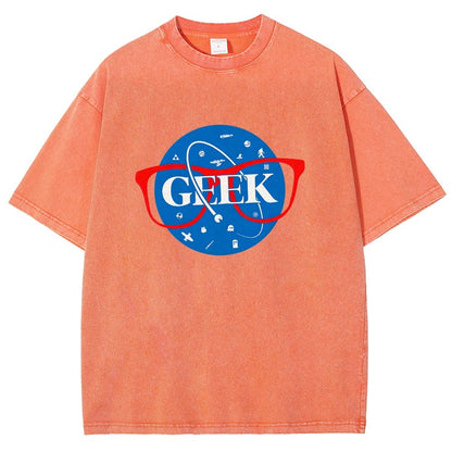 GEEK Space Patch Vintage Distressed T-shirt