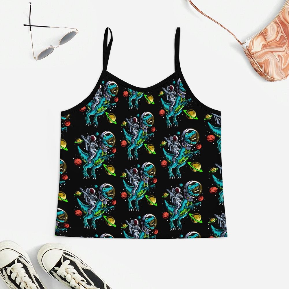Funny Dinosaur Astronaut Women's Geek Suspender Cami Set