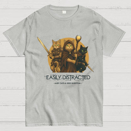 Easily Distracted By Cats And Side Quests Geek T-Shirt