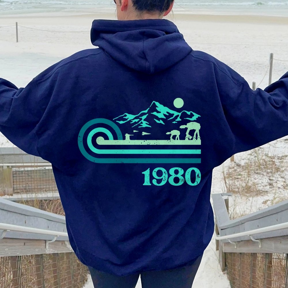Retro Vintage Base Printed Back Unisex Cotton Hoodie