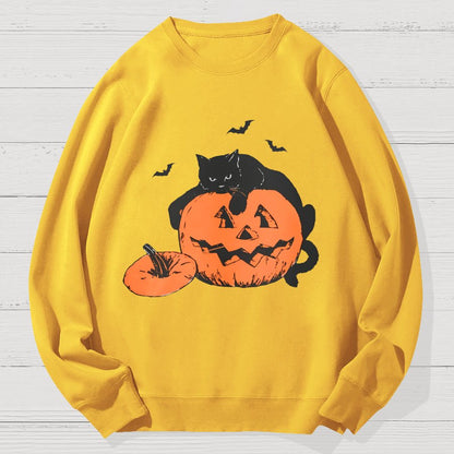 Black Cat Halloween Geek Cotton Sweatshirt