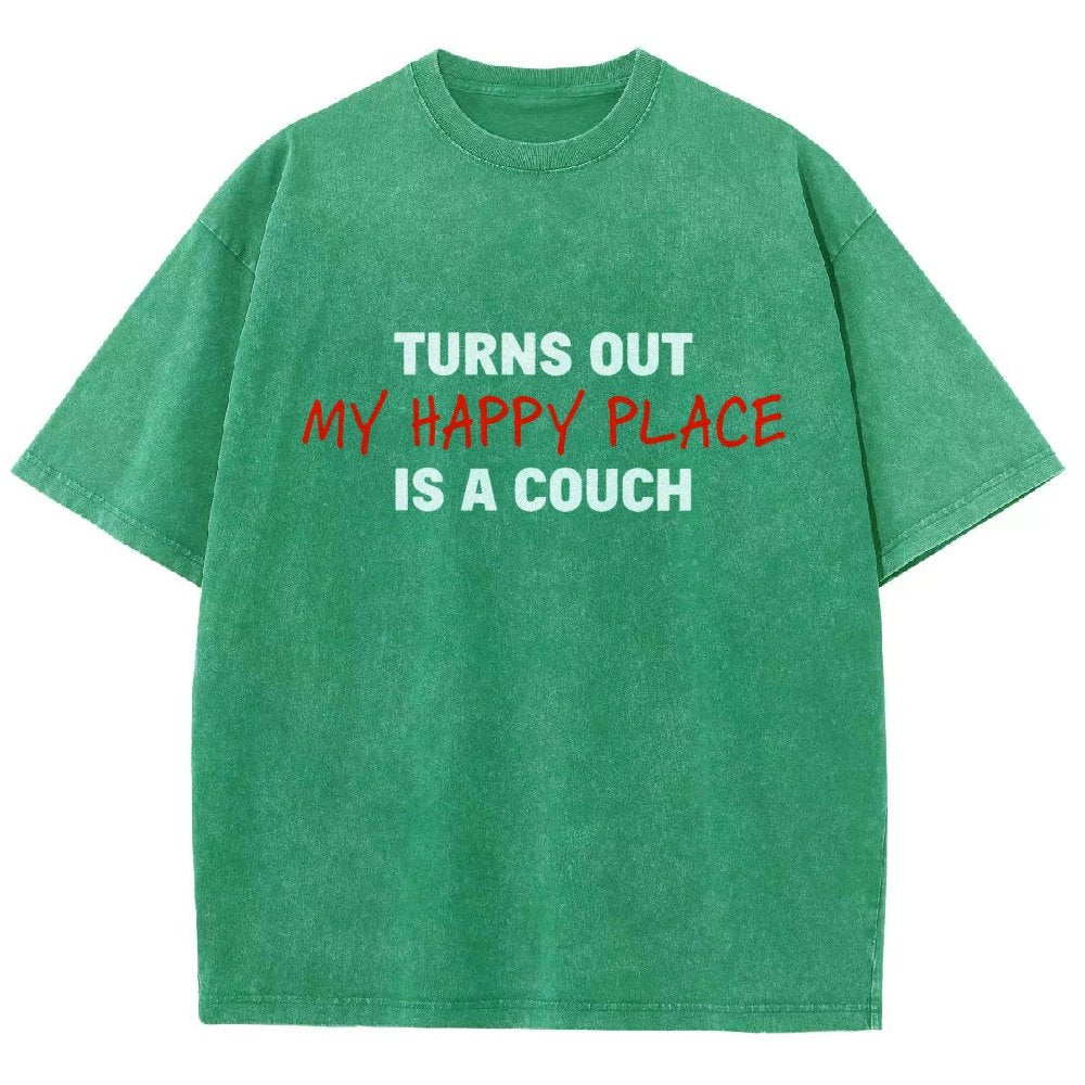 My Happy Place Is A Couch Vintage Distressed T-shirt