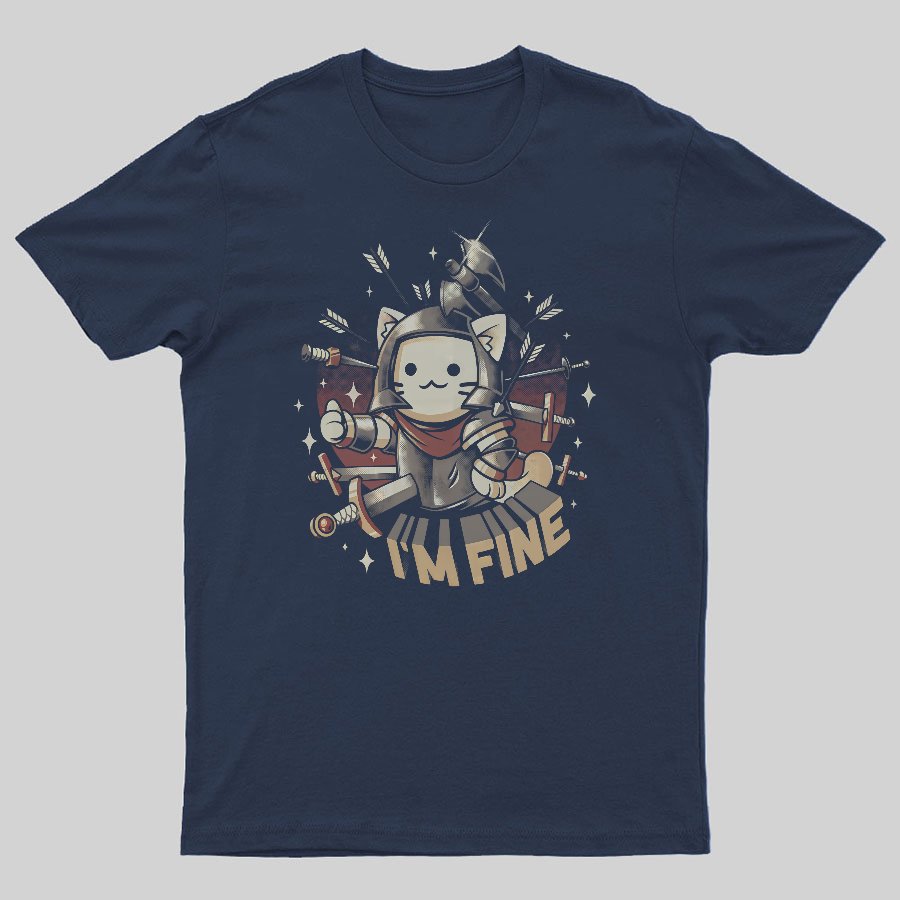 I'm Fine Funny Cat Gaming Geeky T-Shirt