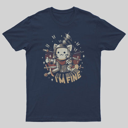 I'm Fine Funny Cat Gaming Geeky T-Shirt