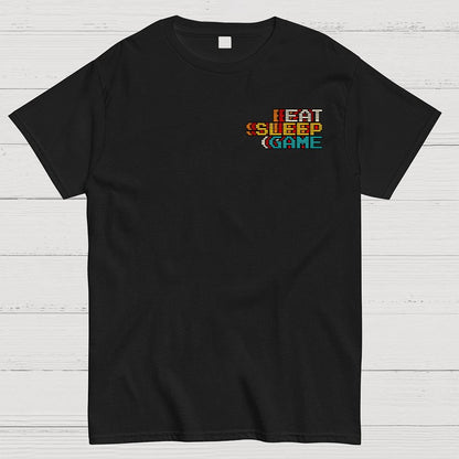 Eat Sleep Game Repeat  Front And Back Printing Geek T-Shirt