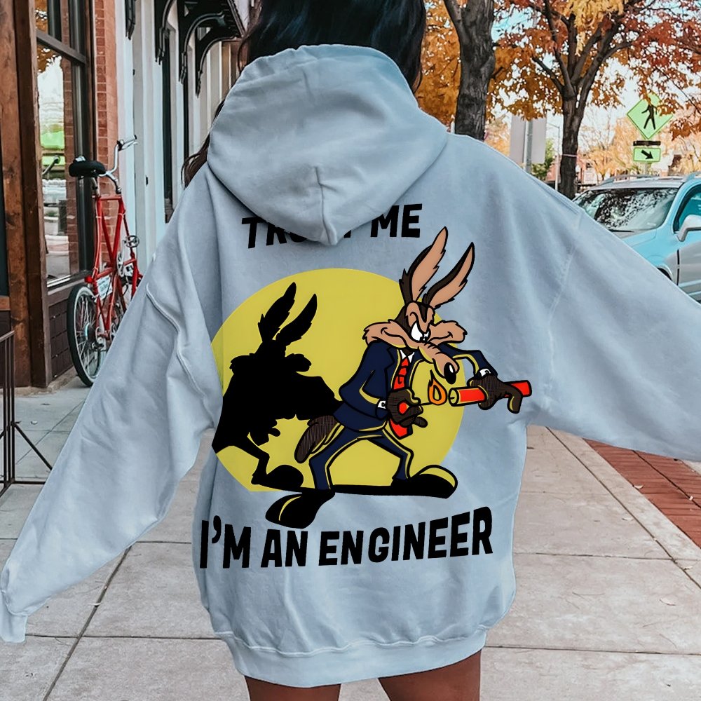 Trust Me I'm An Engineer Printed Back Cotton Hoodie
