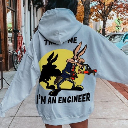Trust Me I'm An Engineer Printed Back Cotton Hoodie