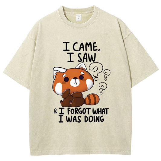 I Came I Saw I Forgot What I Was Doing Forgetful Red Panda Vintage Distressed T-shirt