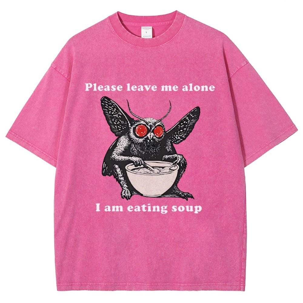 Mothman Eating Soup Please Leave Me Alone I Am Eating Soup Vintage Distressed T-shirt
