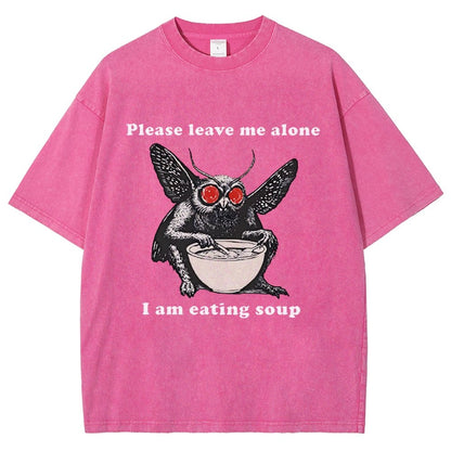 Mothman Eating Soup Please Leave Me Alone I Am Eating Soup Vintage Distressed T-shirt