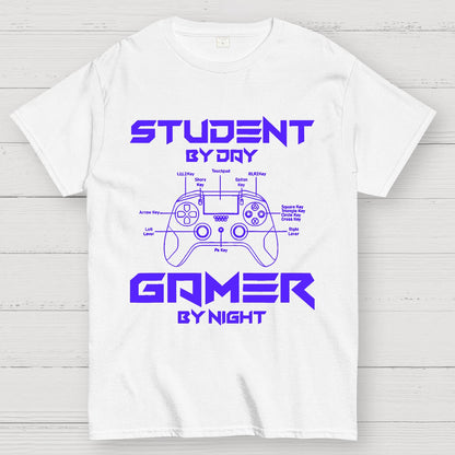 Gamer Student By Day Gamer By Night Geek T-Shirt