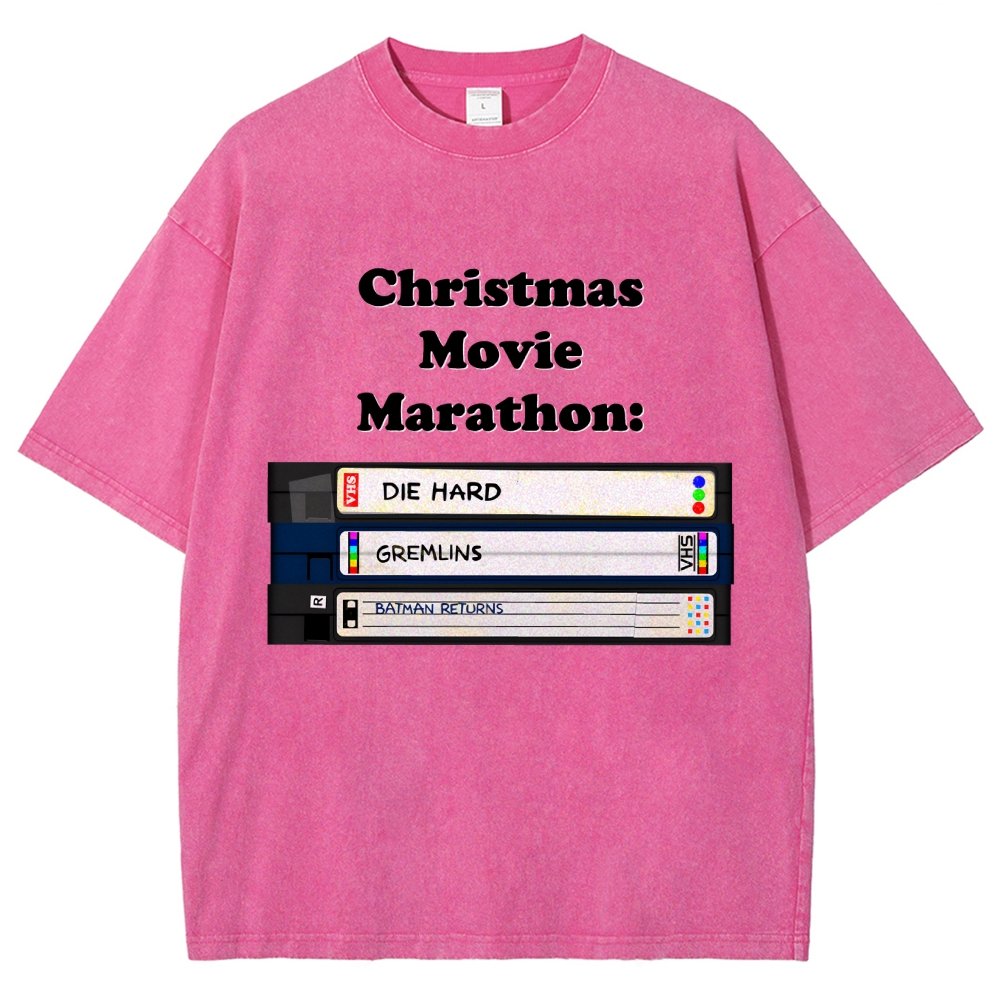 Christmas Movie Marathon Vintage Distressed T-shirt