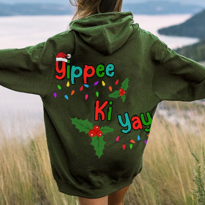 Yippee Ki Yay Christmas Printed Back Cotton Hoodie