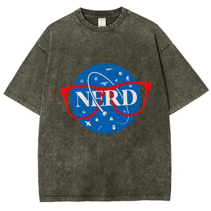 Nerdy Space Patch Vintage Distressed T-shirt
