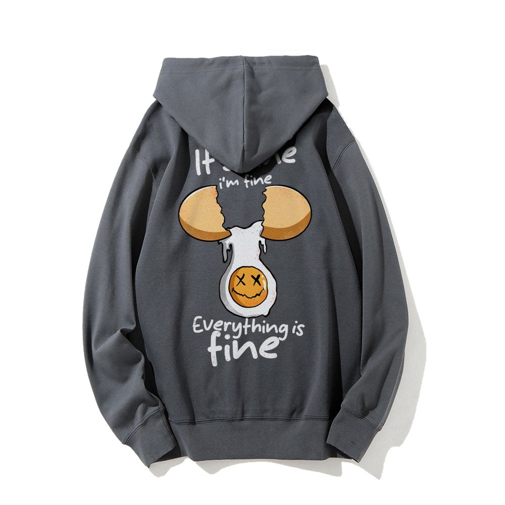 Everything is fine Printed Back Unisex Cotton Hoodie