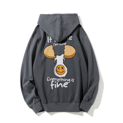 Everything is fine Printed Back Unisex Cotton Hoodie