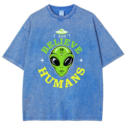 I Don't Believe in Humans Vintage Distressed T-shirt