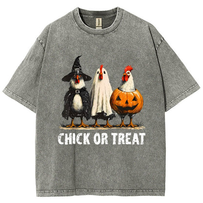 Halloween Chick or Treat Vintage Distressed T-shirt