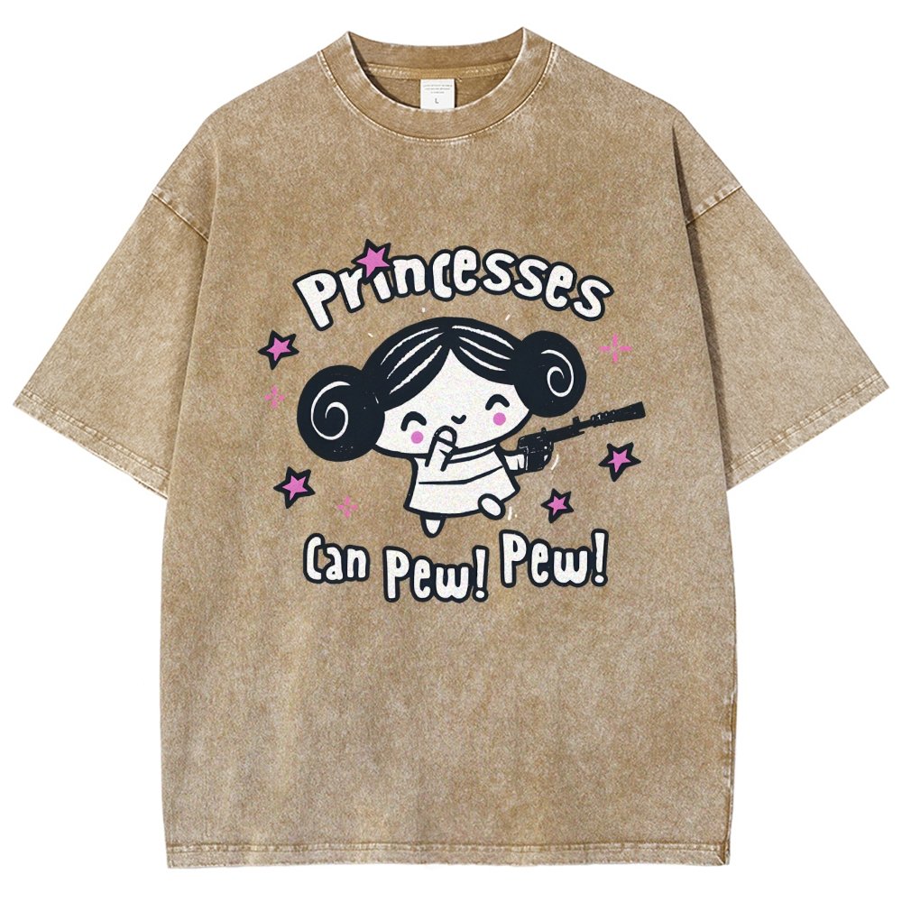 Princesses Can Pew! Pew! Too Vintage Distressed T-shirt