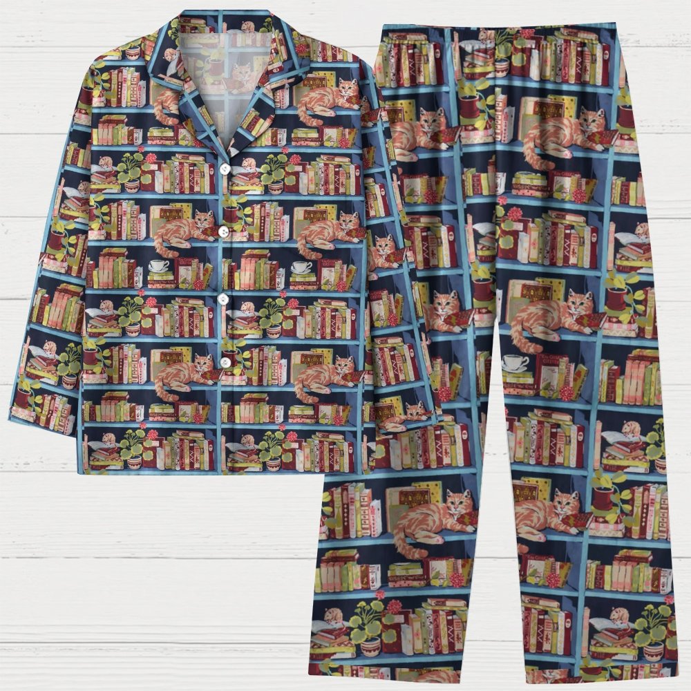 Cat Art Pattern Geek Long Sleeve Pajama Set