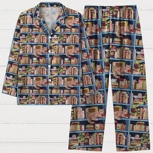 Cat Art Pattern Geek Long Sleeve Pajama Set