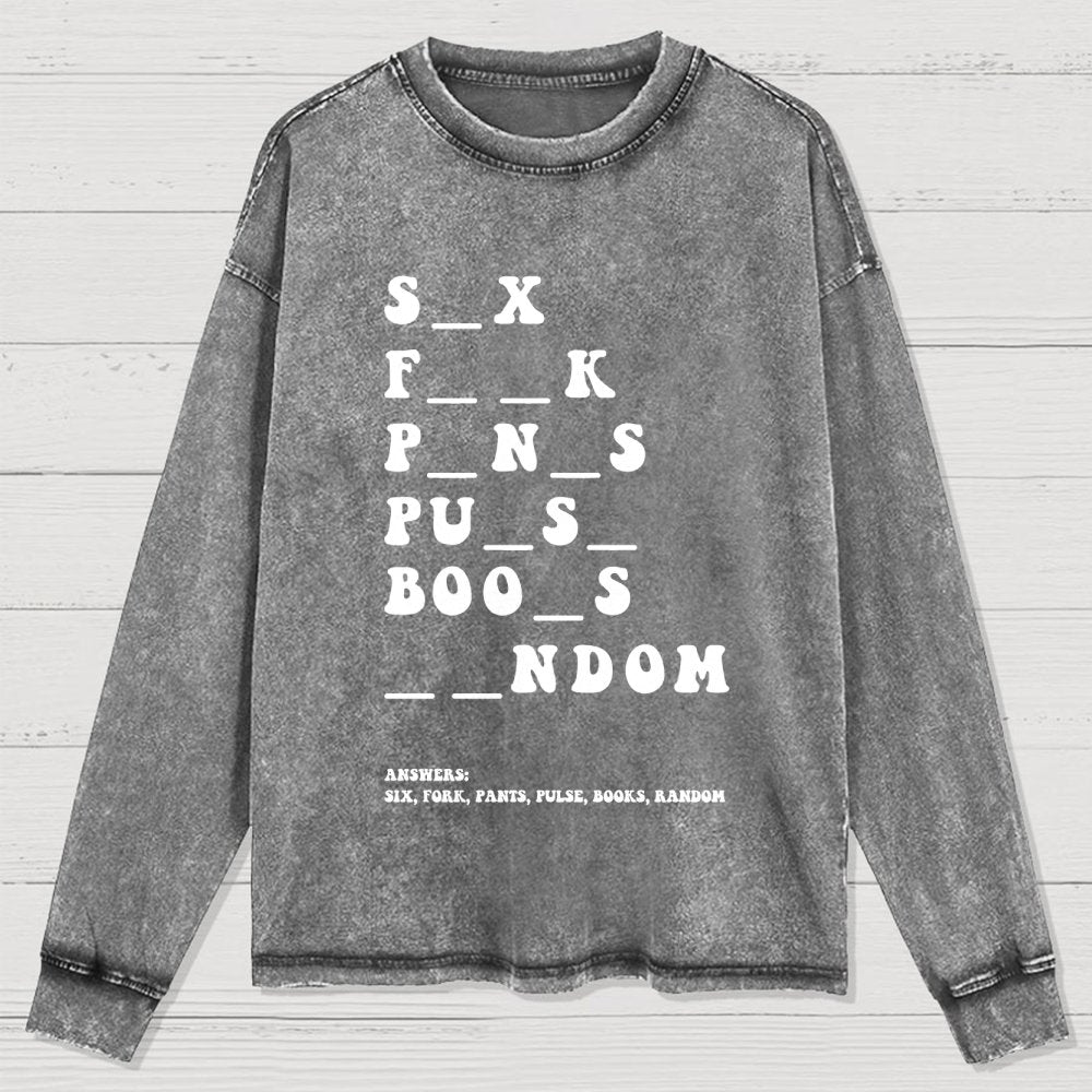 Funny Dirty Word Washed Long Sleeve Tee